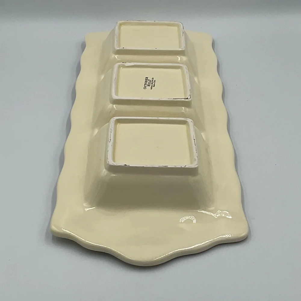October Hill Beige 3 Section Divided Relish Hors d’oeuvre Dish